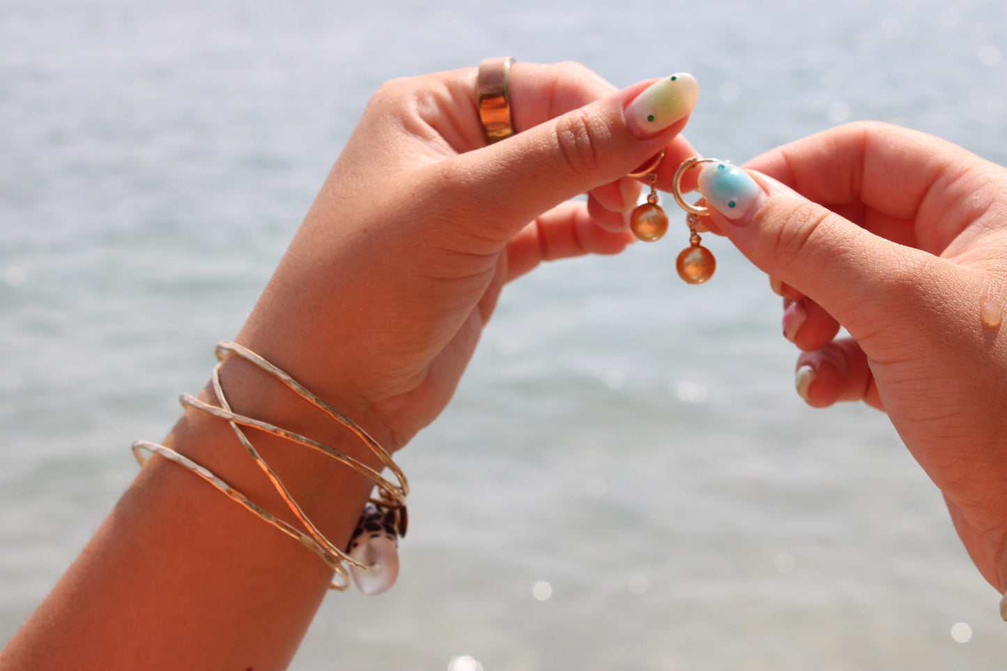 Golden South Sea Pearl Huggies