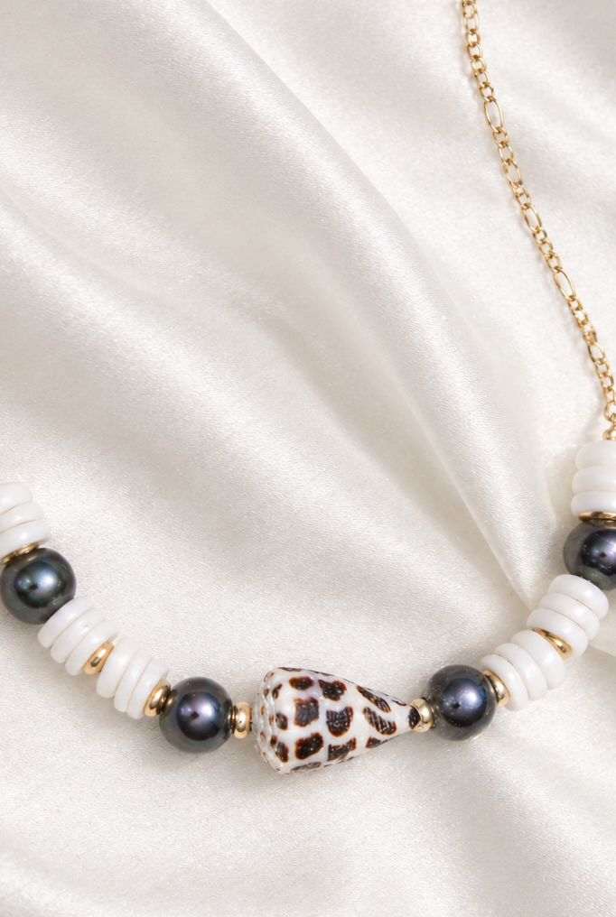 Hebrew Shell & Tahitian Pearl Necklace