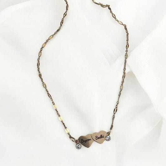 Double Love Engraved Necklace