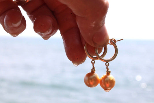 Golden South Sea Pearl Huggies