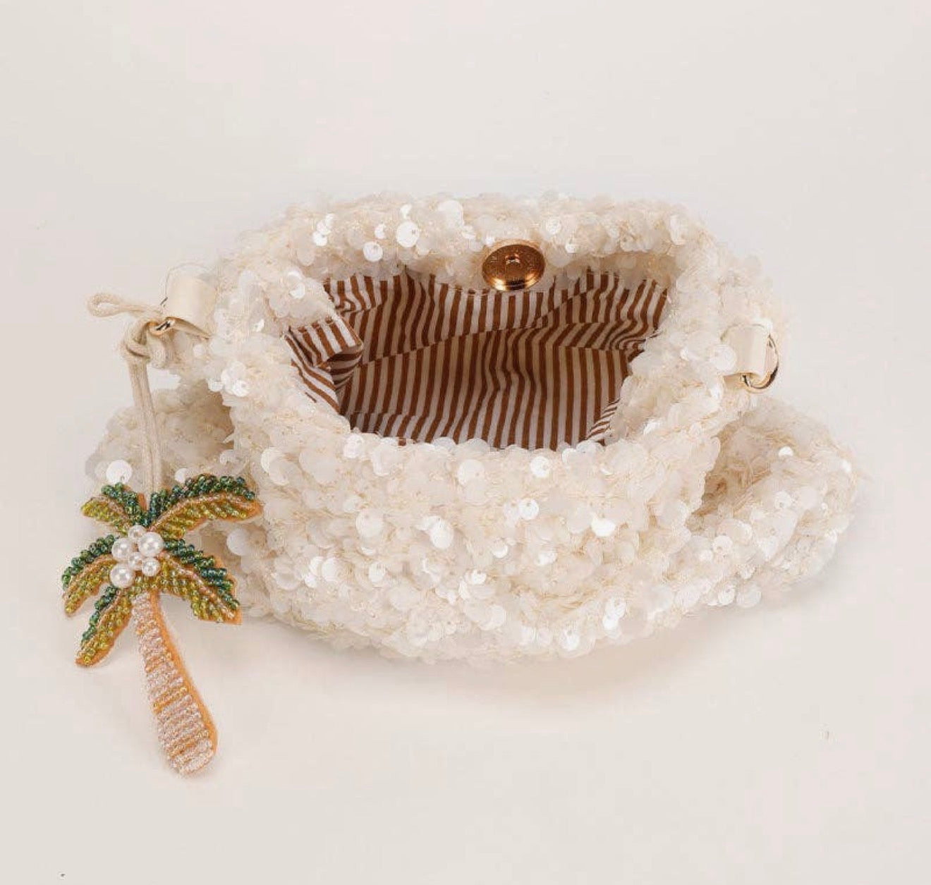 Palm paradise sequin handbag