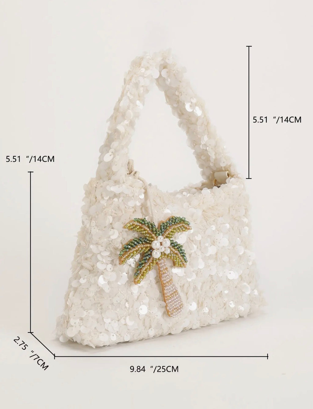 Palm paradise sequin handbag