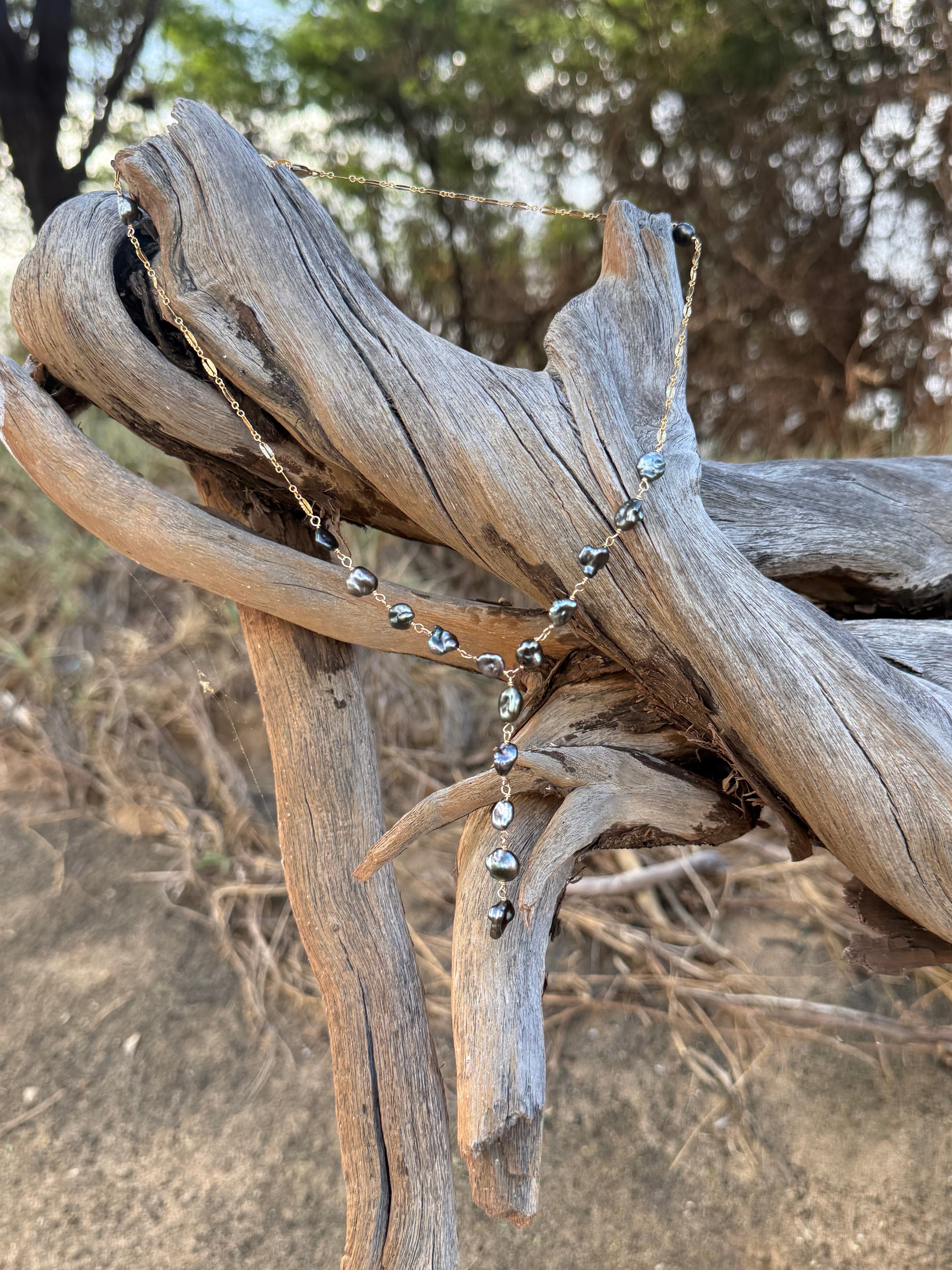 Tahitian Keshi Lariat Necklace