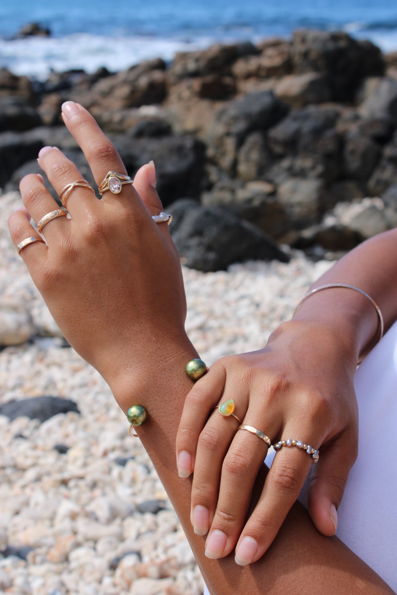 Pistachio pearl cuff