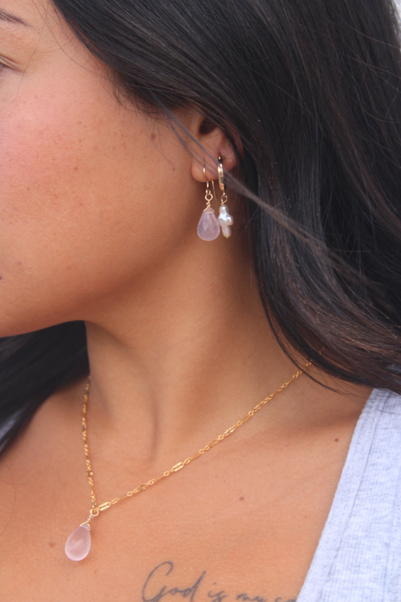 Rose quartz earrings