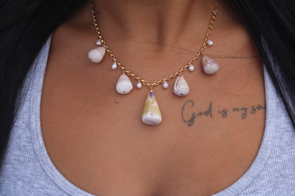 Purple cone charm necklace