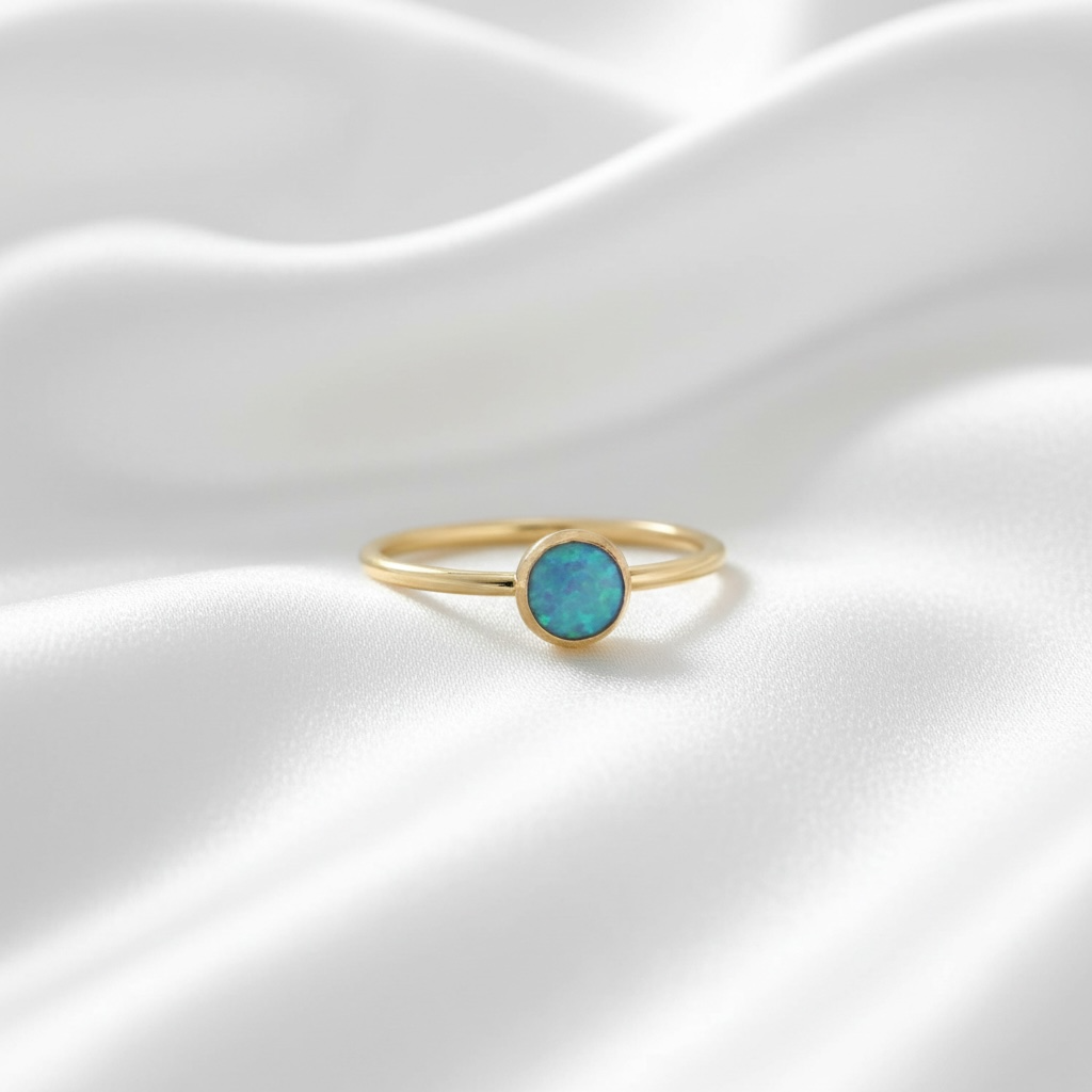 Opal bezeled ring